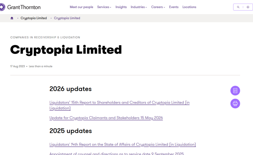 Cryptopia of Liquidation Updates (Grant Thornton NZ): What Happened