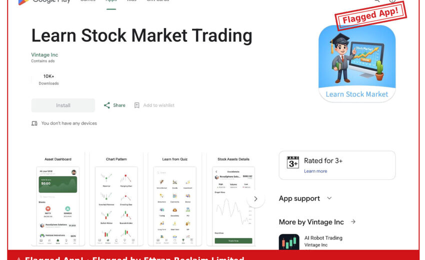Learn Stock Market Trading &mdash; 10,000 Installs, 0 Reviews