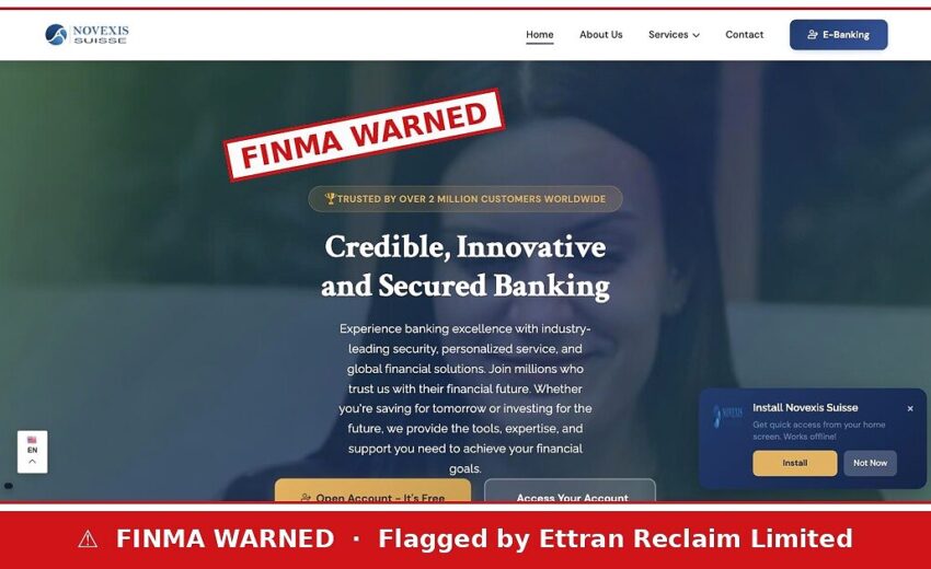 Novexis Suisse — FINMA Warning for a 100% Anonymous Bank