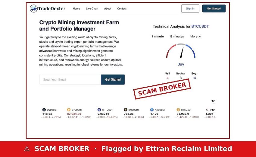 TradeDexter Scam — A Mining Farm With No Address, FCA Warns