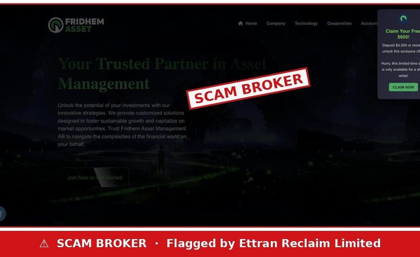 Fridhem Asset Scam — Deposit $4,500, Claim a Free $650