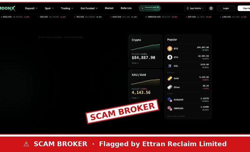 MoonX Scam — 1000x Leverage, No KYC, AMF Blacklist