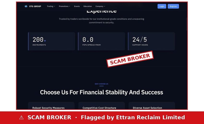 OTG Group Scam — Two EUR/USD Prices on One Page